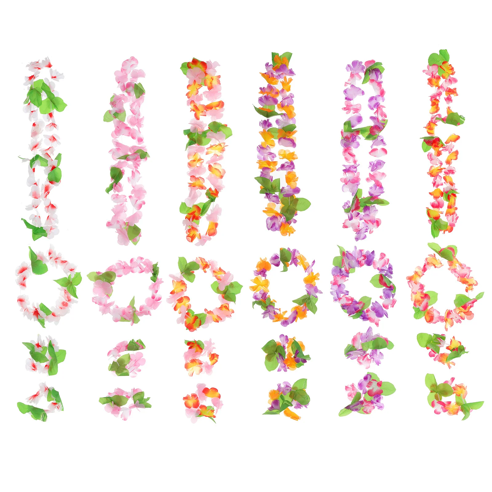 

6pcs Flower Crown Set Artificial Hawaiian Garland For Luau Party Beach Wedding Decor 7Th+8Th+ +10Th+ +12Th Color