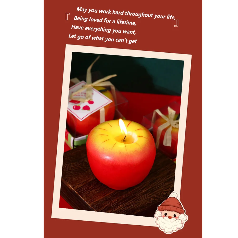 Christmas Gift Simulation Fruit Aroma Candle Apple Smokeless Handmade Candle Christmas Eve Party Decoration Gift Candles Red App