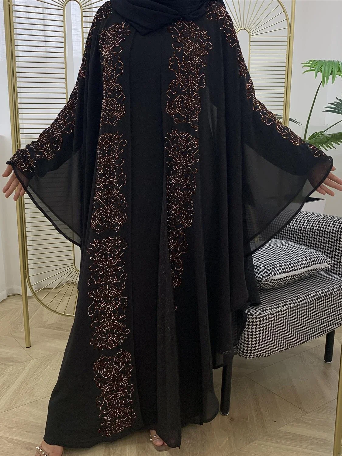 Eid Turkey Muslim Prayer Dress Bat Sleeve Diamond Abaya Ramadan Women Vestidos Moroccan Kaftan Jubah Robe Mujer Islamic Clothing