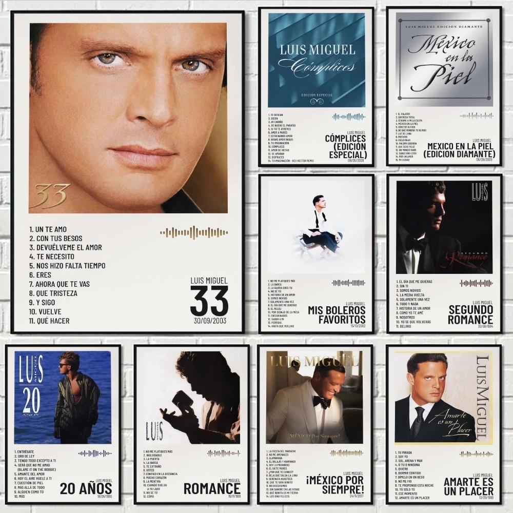 Pegatinas de póster del álbum L-Luis M-Miguel, pintura HD, arte autoadhesivo para dormitorio, sala de estar, decoración del hogar, calcomanías de pared modernas, regalo