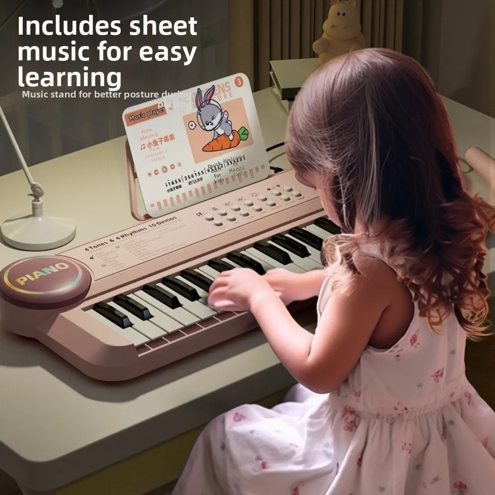 

37-клавишная фортепианная клавиатура с микрофоном, музыкальная партитура, электронное пианино, многофункциональный подарок на день рождения, музыкальное использование для начинающих