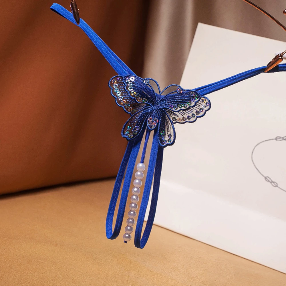 Celana Dalam Wanita Mutiara Kupu-kupu Payet Lingerie Seksi Thongs