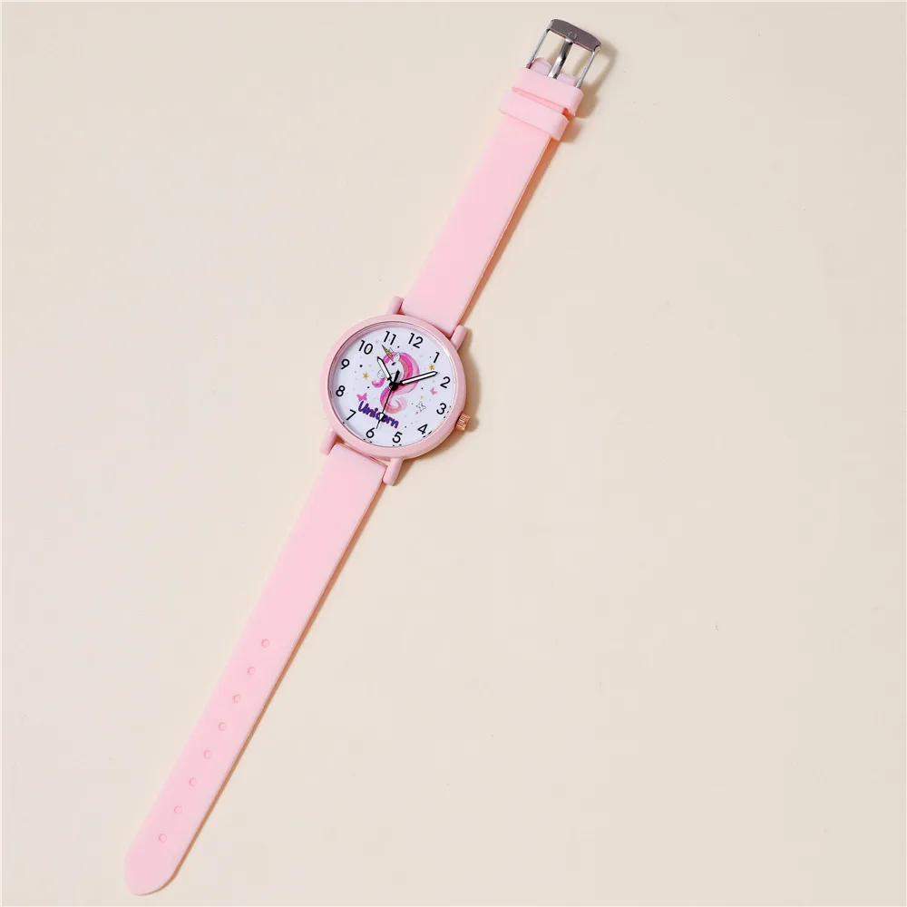 유니콘 어린이 만화 시계, 귀여운 핑크 밴드, 세트당 4 개