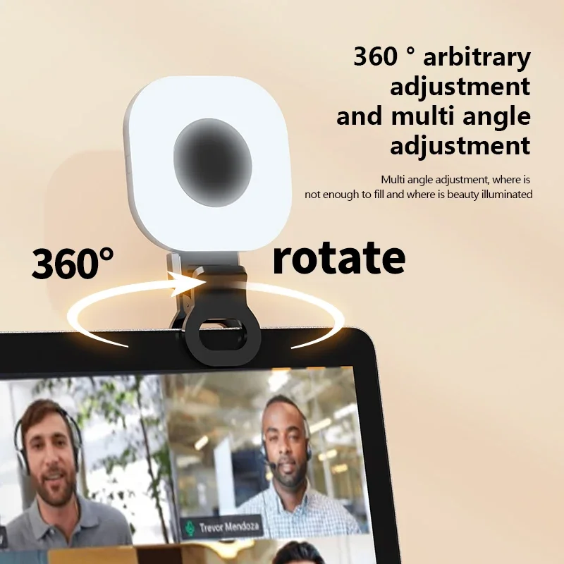 ミニLEDスマートフォン自撮りフィルライト、3つのモードと調整可能な明るさクリップ付き、TikTokカメラ、モバイルiPad用ポータブルビデオライト