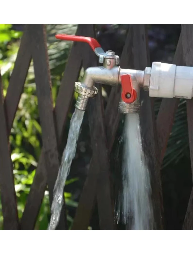 Klassischer Gartenhahn mit zwei Ausgängen – Zinklegierung, 1/2 Zoll Anschluss, rostfrei und frostsicher, einfache Installation mit Messing-Kugelhahn – Detail 7