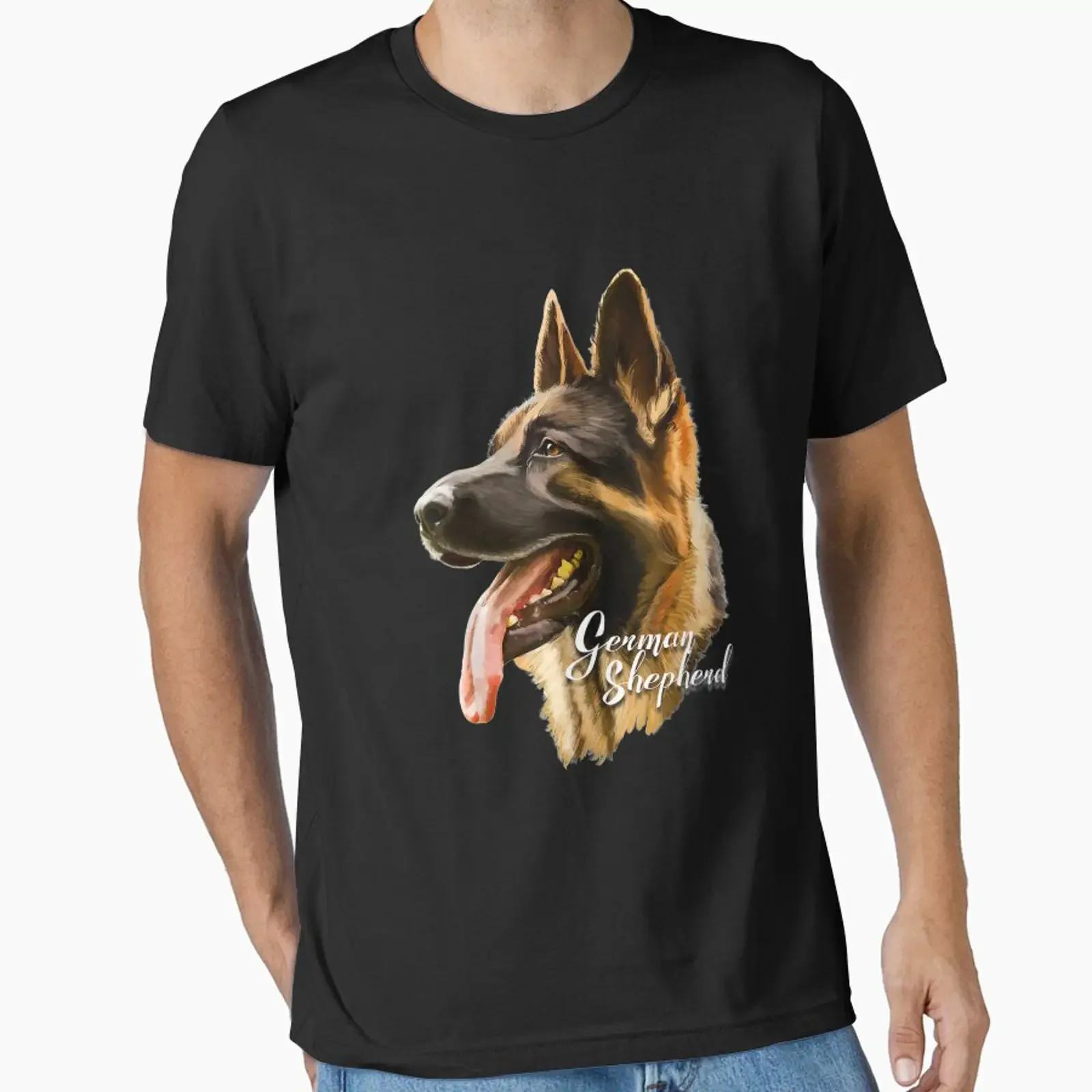 German Shepherd Sharp Dog designed and sold by mattwalsh1419 vintage Washed Breathable Casual Slightly Stretched streetwear