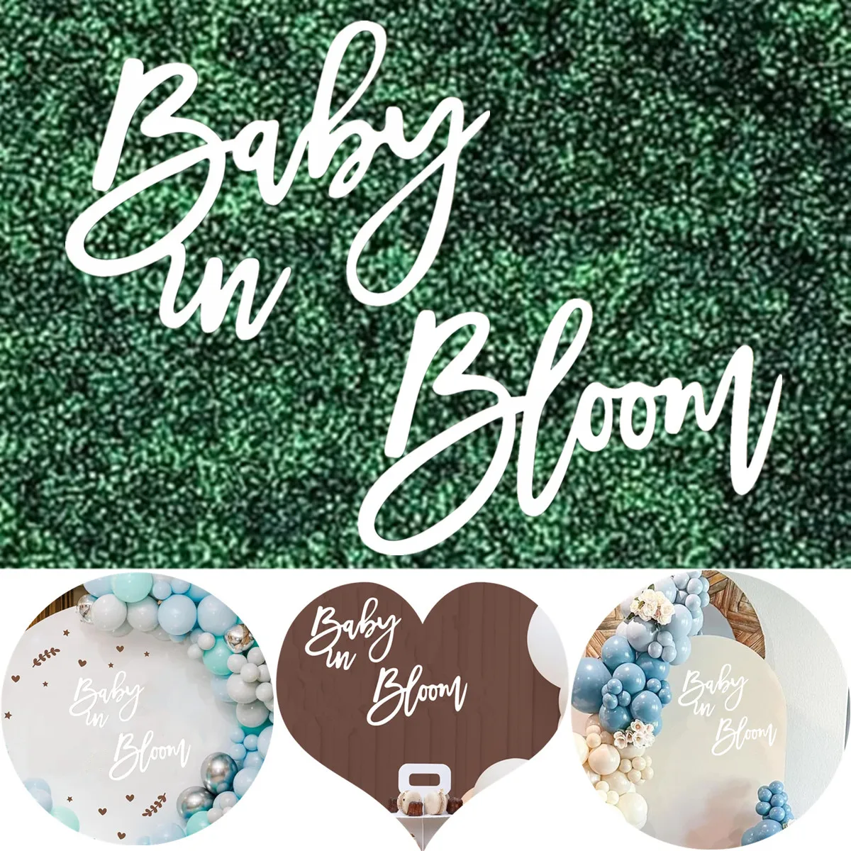 White Baby In Bloom Sign Wood Baby Shower Party Sign for Baby Shower Decorations Gender Reveal Backdrop Party Photography