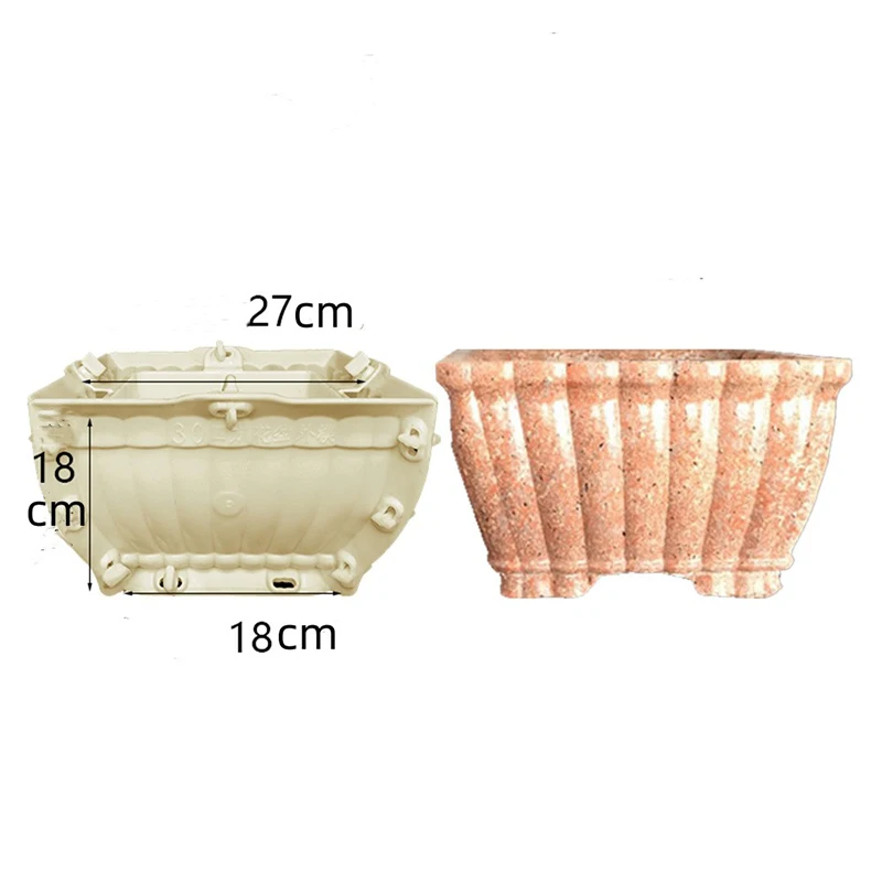 Rectangular Cement Flowerpot Mold Diy Plastic Wave Reusable Bonsai Thickened Oval Suitable For Green Plants And Fresh Flowers
