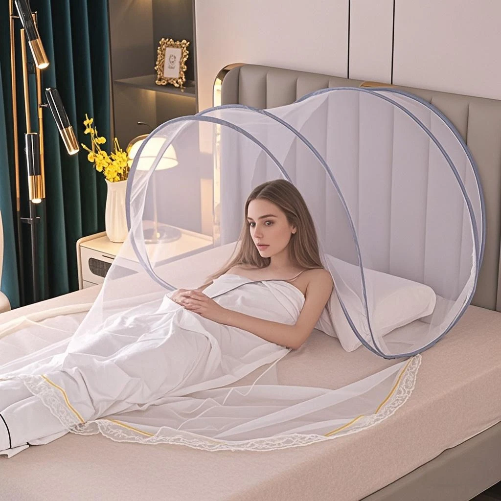 

Москитная сетка без сборки, 87 см x 90 см x 75 см, складная портативная дорожная летняя противомоскитная сетка принцессы