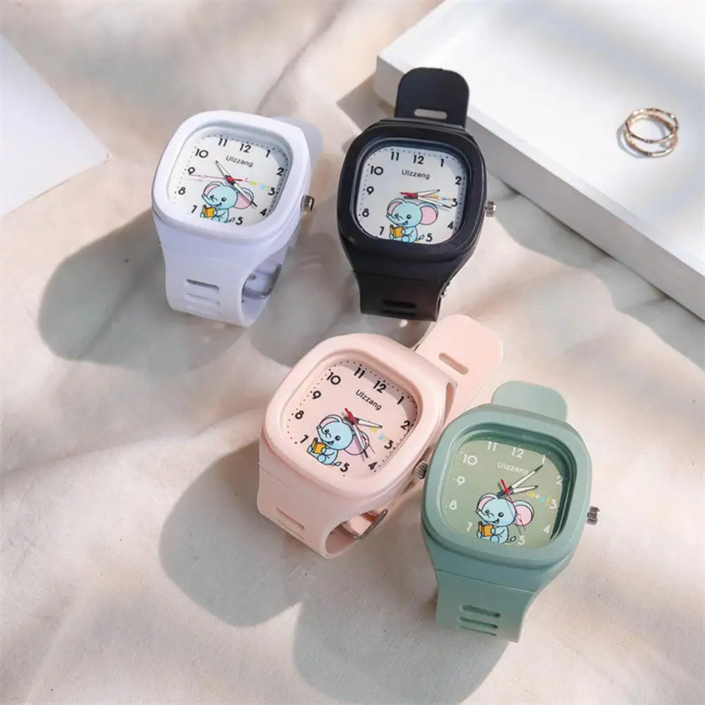 Casual Kids Watch Children\'s Elephant Pattern Square Dial Watch Waterproof Smartwatch with Camera Adjustable Strap for Students