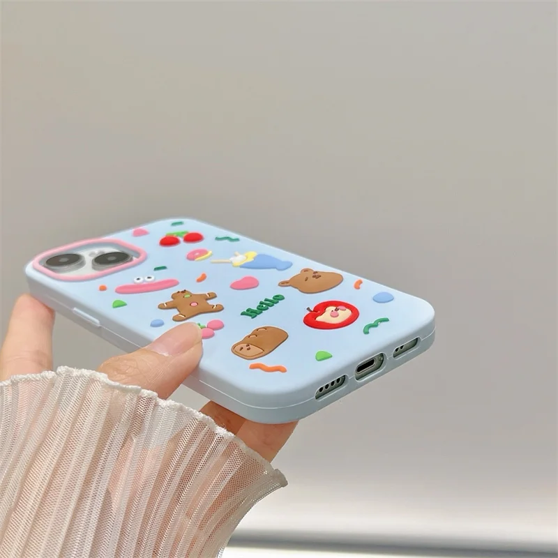 Cute graffiti teddy bear phone case For iPhone 11 12 13 14 15 pro max