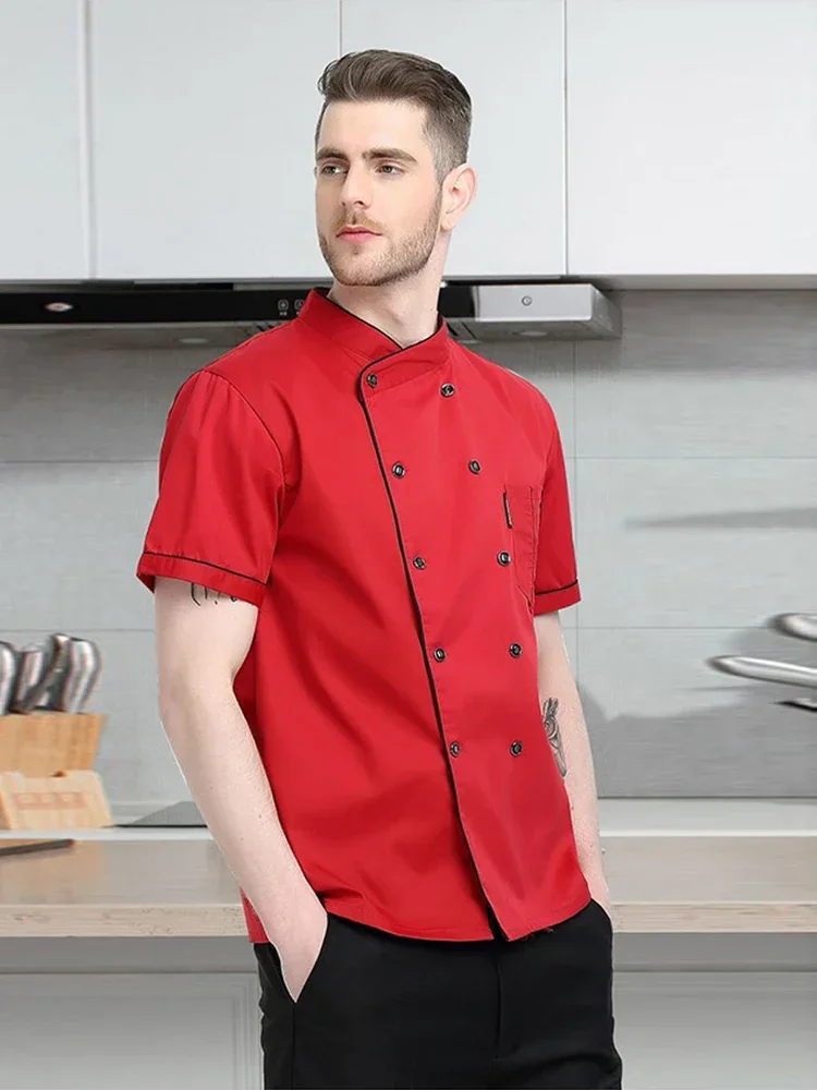 Professional Chef's Shirt Man Cook Uniform Cooking Jacket Restaurant Working Clothes Hotel Workwear Bakery Waiter Overalls