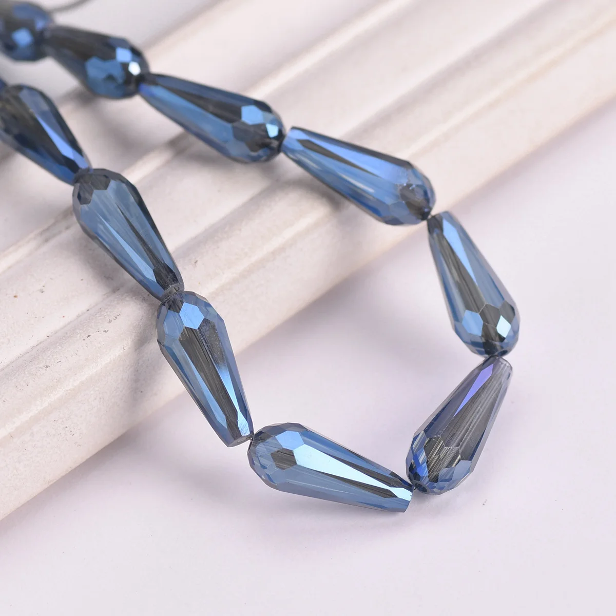 10pcs Colorful Long Teardrop Shape 20x8mm Faceted Crystal Glass Loose Beads For Jewelry Making DIY Crafts Findings