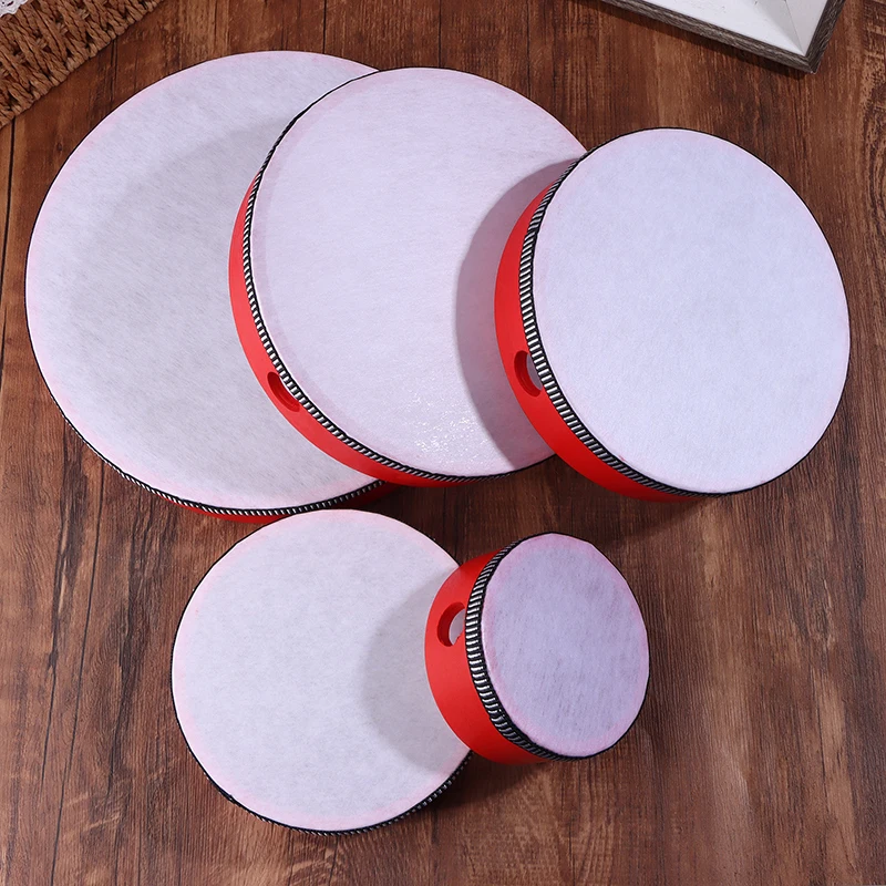 Kids Wooden Hand Drum Music Percussion Instrument Red Handheld Percussion Hand Drum Educational Toys Hand Beat