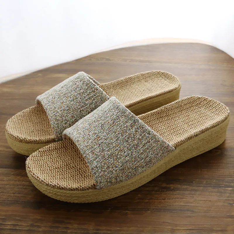 Linen Slippers Female Summer Home Knitting Fashion Breathable Light Lovers Cotton and Hemp Slippers Man Slippers Women