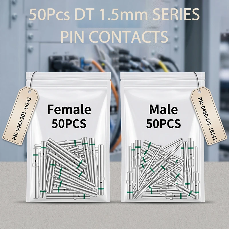 50Pcs DT 1.5mm Series Pin Contact 0462-201-16141 0460-202-16141 Stainless Steel 16AWG Deutsch Crimp Solid Female male Terminal