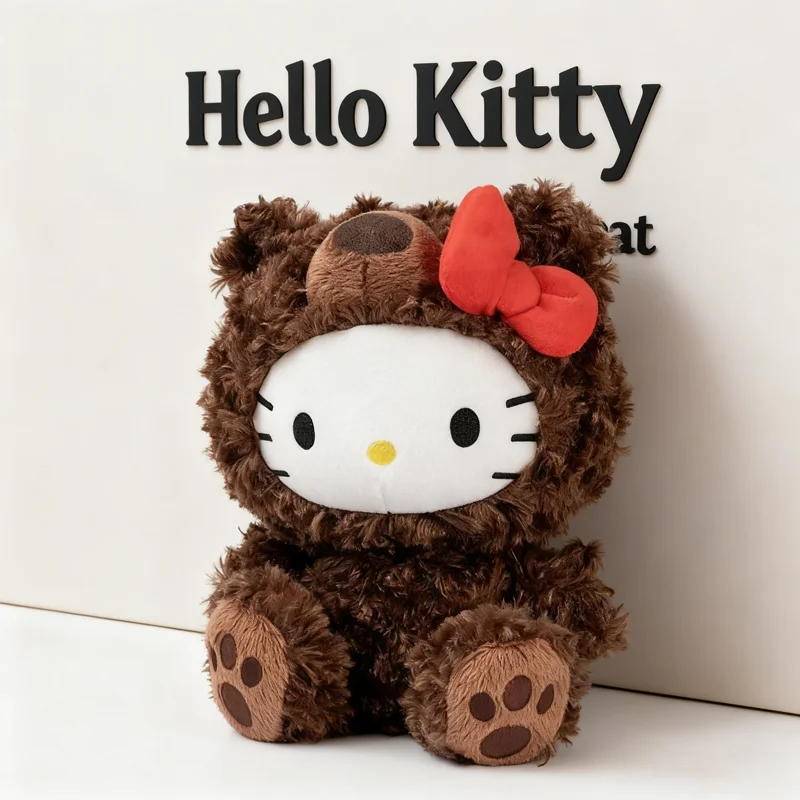 

Аниме мультфильм кавайный костюм медведя Hello Kitty плюшевая игрушка милая ручная кукла декор для рабочего стола компаньон для сна сюрприз праздничный подарок