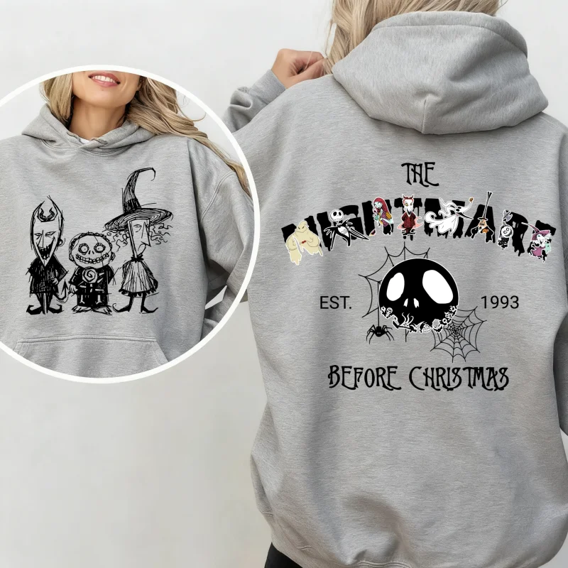 The Nightmare Before Christmas Halloween Disney dameshoodie Herfst en winter puur katoen Warme top Outdoor Commuter Hoodie