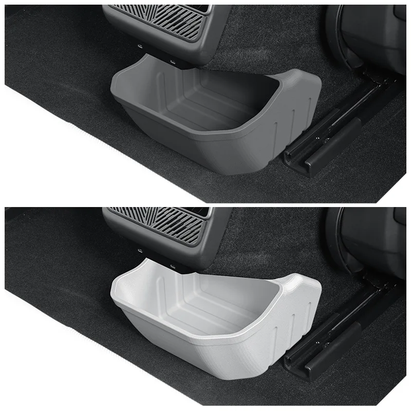 Rear Seat Storage Box for 2024 Tesla New Model 3+ Highland Silicone Car Storage Bin Organizer Trash Can Decoration Accessories