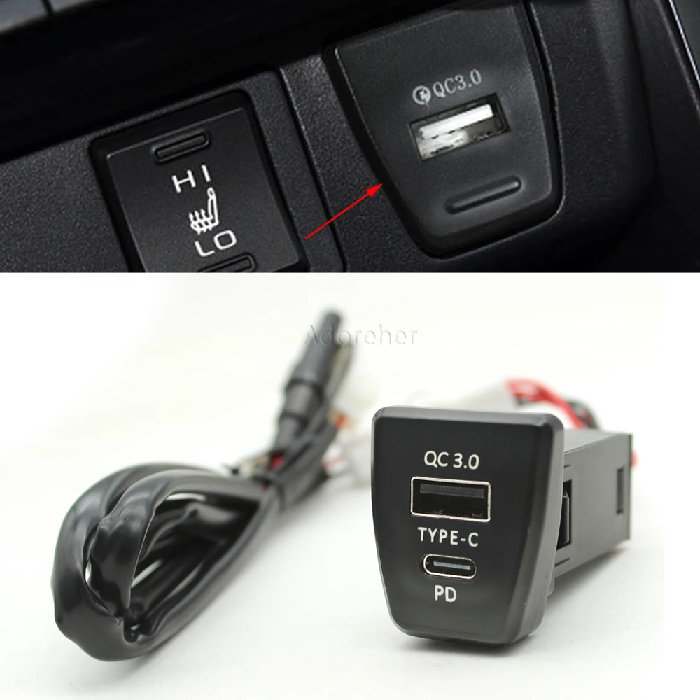 

Автомобильное зарядное устройство с USB-интерфейсом QC3.0, быстрое зарядное устройство для Toyota Rav4 2019 2020, аксессуары