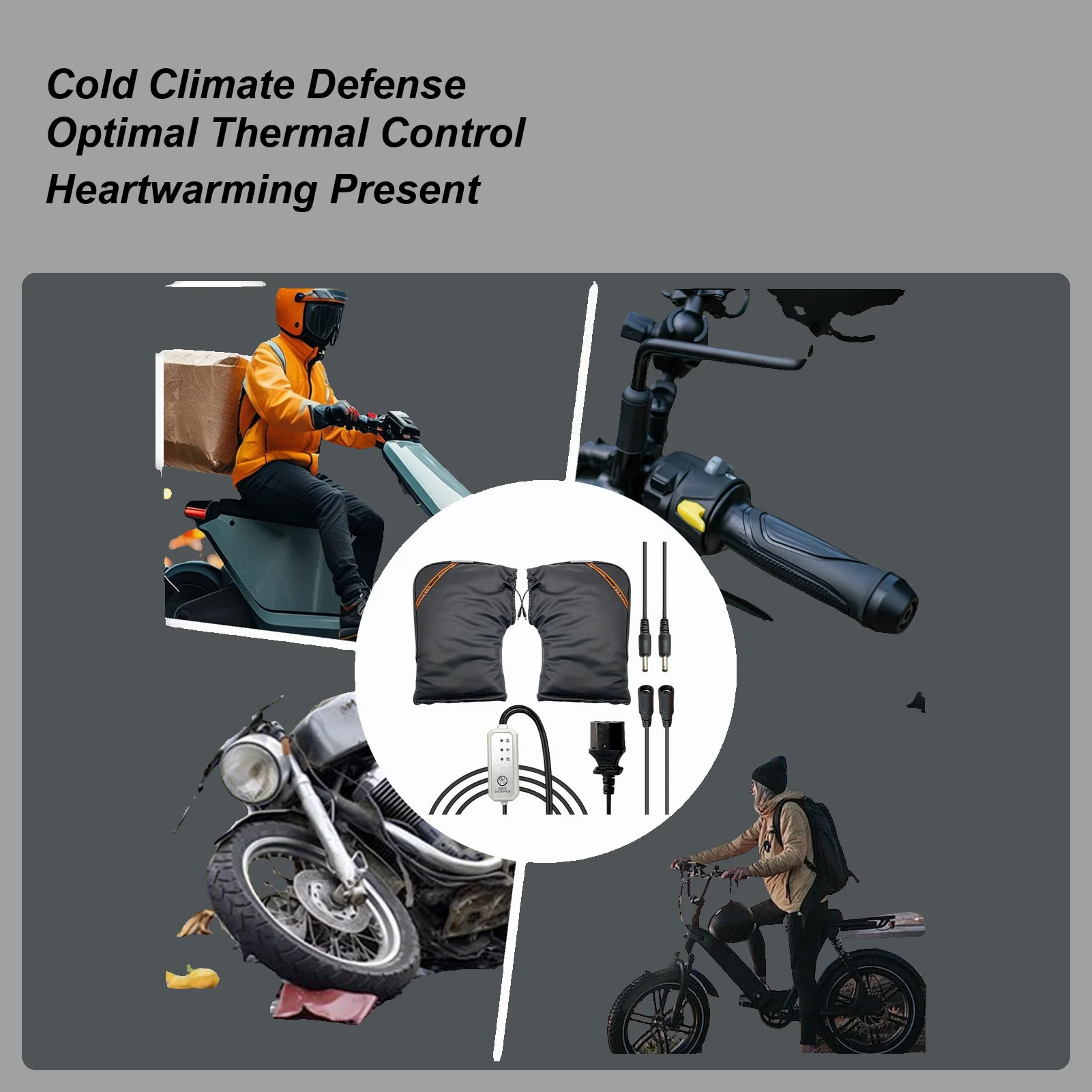 

Водонепроницаемые мотоциклетные перчатки с подогревом и 3-мя настройками температуры, зимние теплые варежки на руль для езды на снегоходе, квадроцикле, скутере