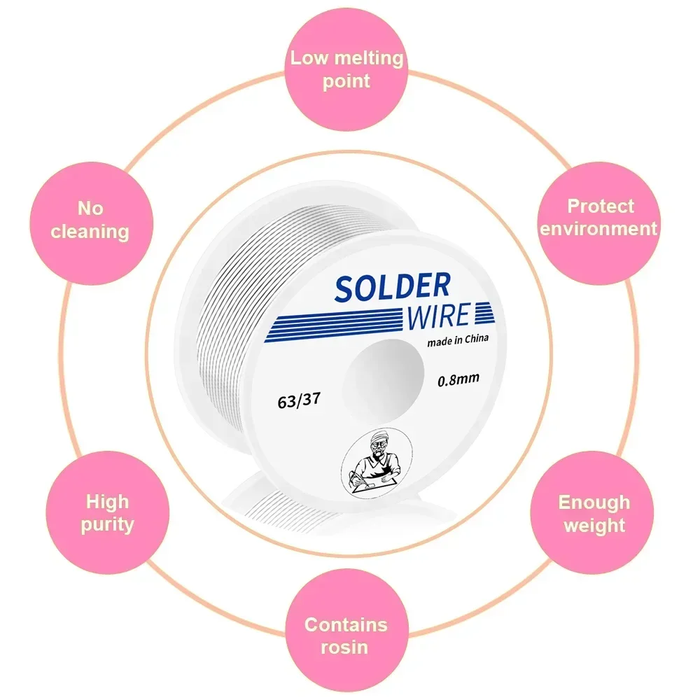 Kawat Solder timah 0.8 1.0mm kawat Solder elektrolit koil kecil 50g las dengan gulungan fluks Rosin inti kawat Solder