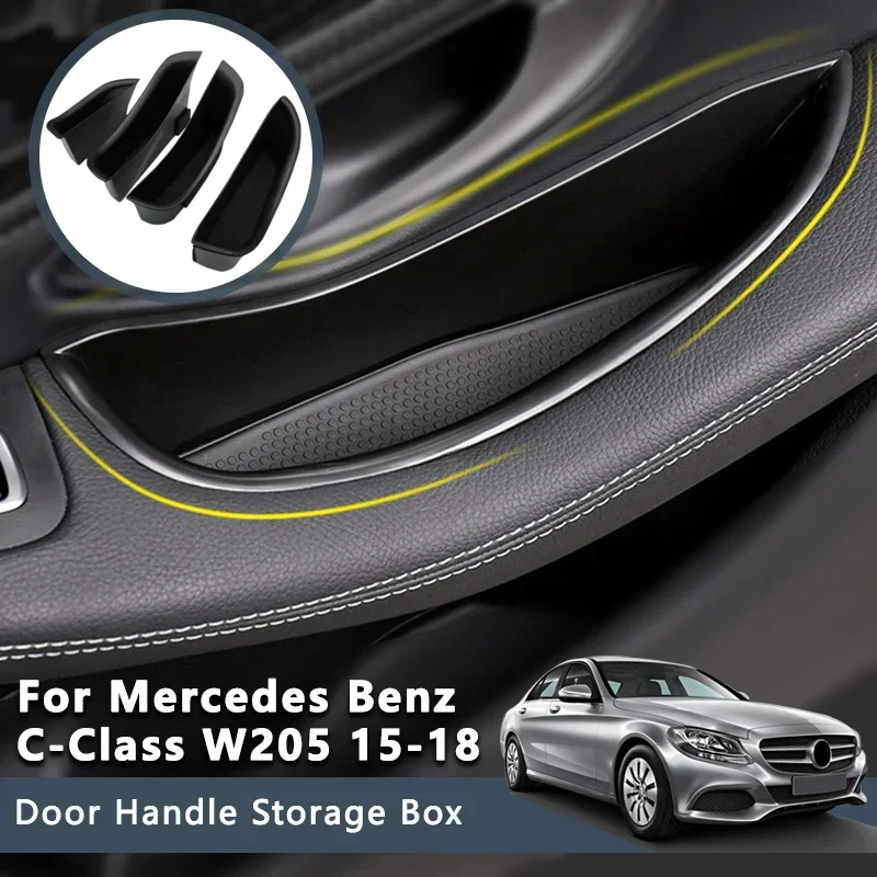 Car Door Storage Box For Mercedes Benz New C Class W205 2016 2017 2018 GLC X253 C253 C205 Tray Organizer Interior Accessories