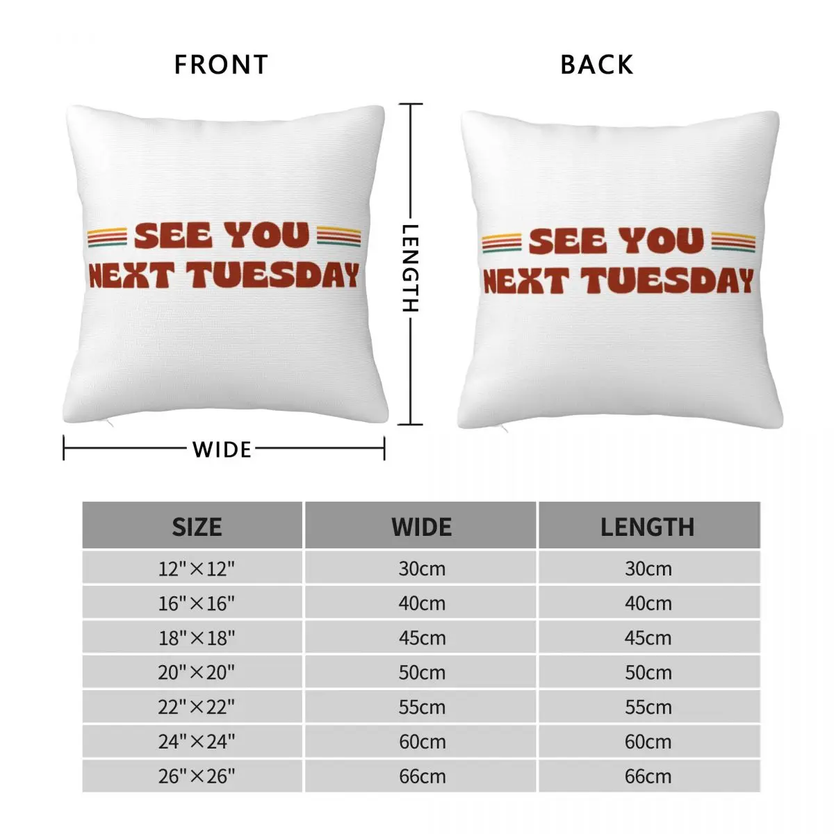 See You Next Tuesday 70s Style Square Pillowcase Pillow Cover Cushion Zip Decorative Comfort Throw Pillow for Home Sofa