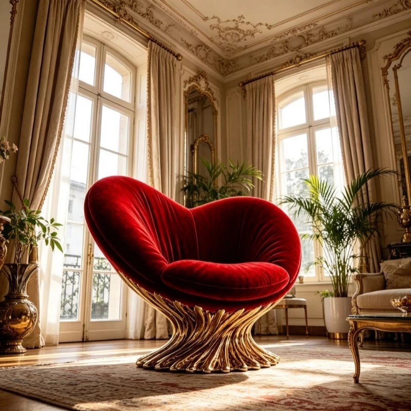 Modern Single Lounge Chair Gold Textured Base Living Room Balcony Chair
