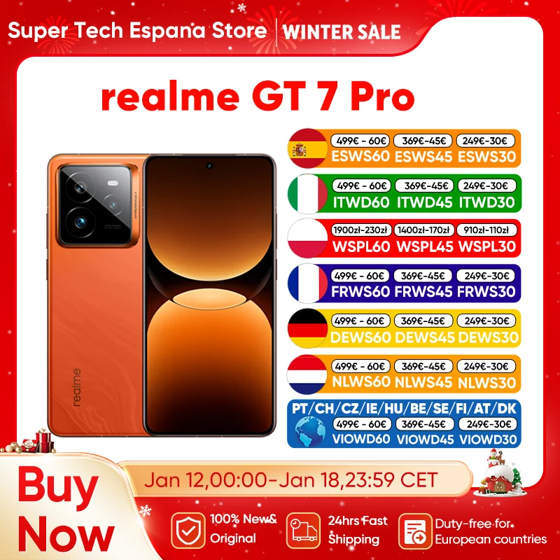Version Globale realme GT 7 Pro Smartphone 5G Snapdragon 8 Elite AI Ultra-clear Snap Camera RealWorld Eco� Display 6500mAh Battery 120W Charge NFC AI Smartphone
