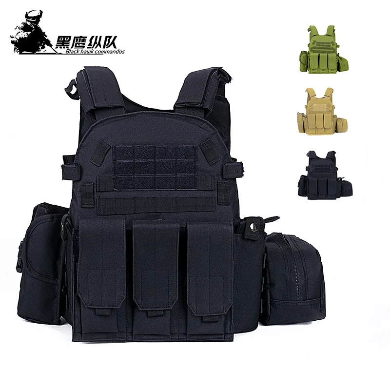 

MOLLEAmphibious Lightweight Training Multi-Functional Black Tactical Vest 6094Quick Release Outdoor Combat Tactical Vest
