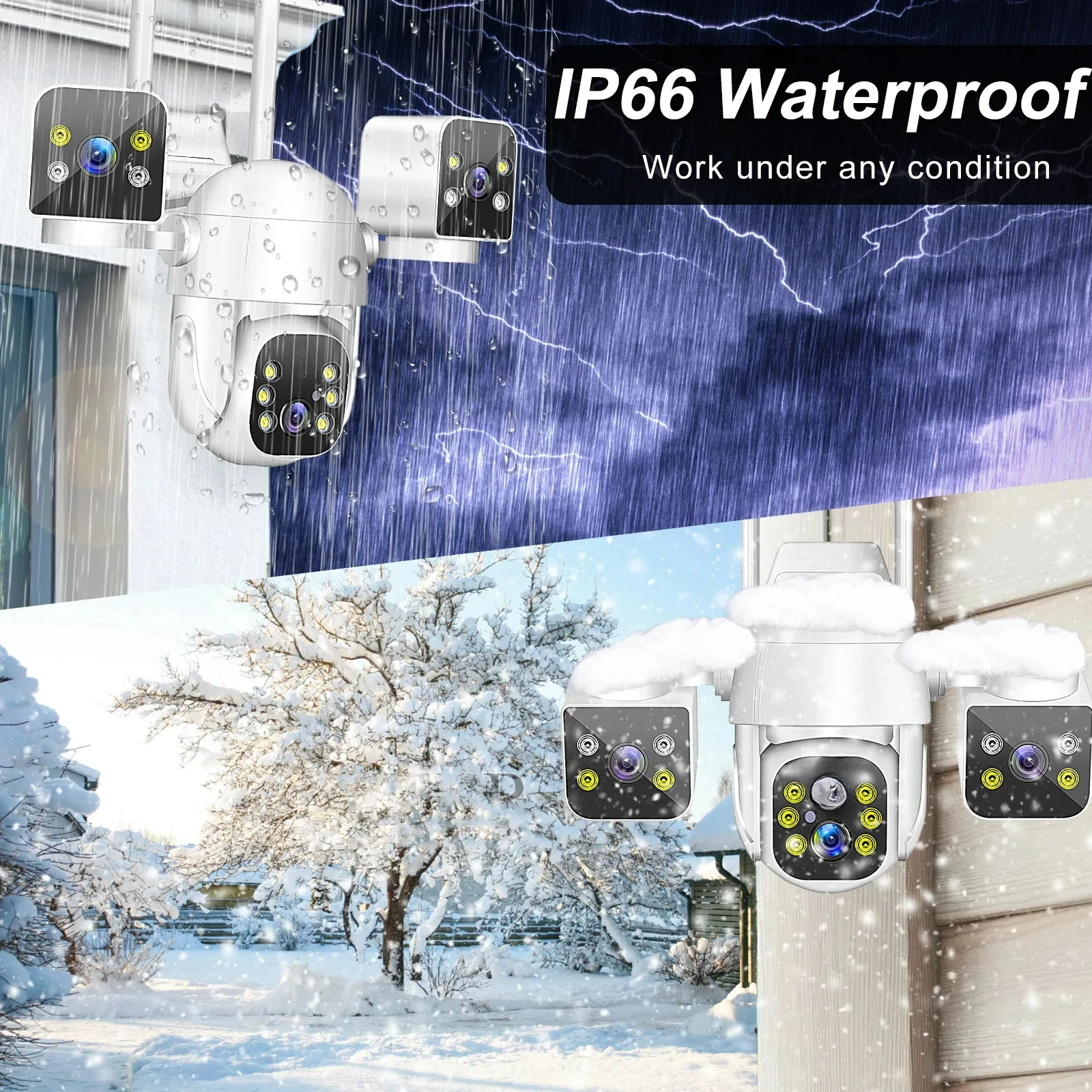 15MP 6K WIFI IP كاميرا خارجية تتبع الحركة PTZ 4K كاميرا فيديو ثلاثة عدسة ثلاثة شاشة نظام أمان مقاوم للماء O-KAM Pro