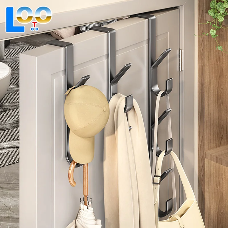 خطاف باب سهل التركيب - رف معطف معدني قوي، مناسب للملابس والقبعات والحقائب - تصميم موفر للمساحة، مناسب لغرفة النوم