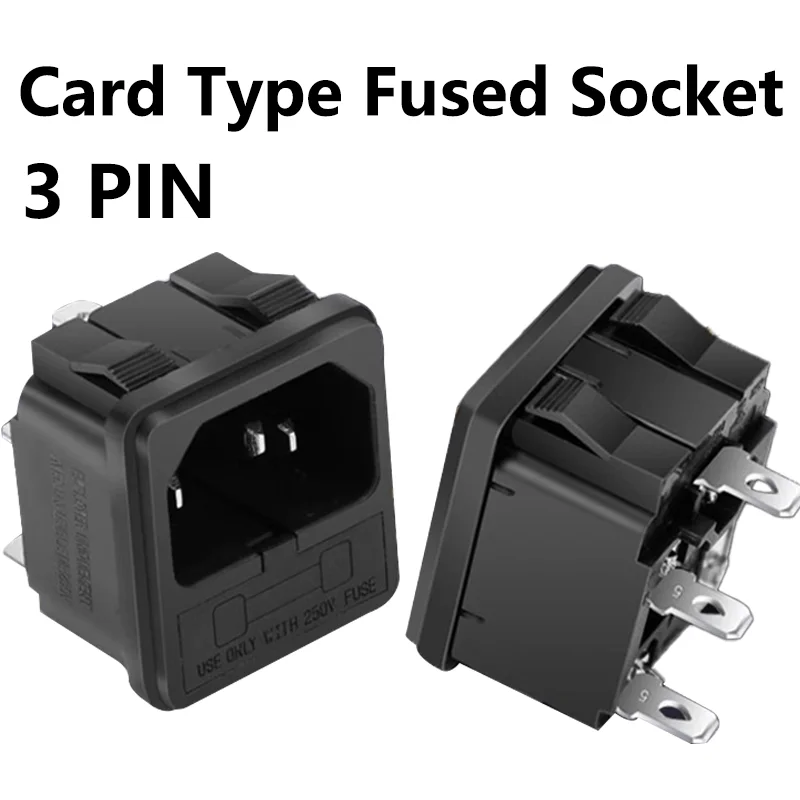 

AC-02 Male Power Cord Inlet Socket Receptacle C14 IEC320 3-PIN Connector With Fuse Holder Electrical Power Socket 10A250V