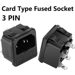 AC-02 Male Power Cord Inlet Socket Receptacle C14 IEC320 3-PIN Connector With Fuse Holder Electrical Power Socket 10A250V