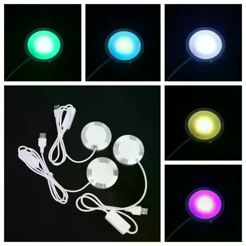 【New】For Bamboo Led Light Parts DIY Model Warm White/Multicoour USB Round Ultra-thin Light For Bambu Lab Led Lamp Kit Hardware