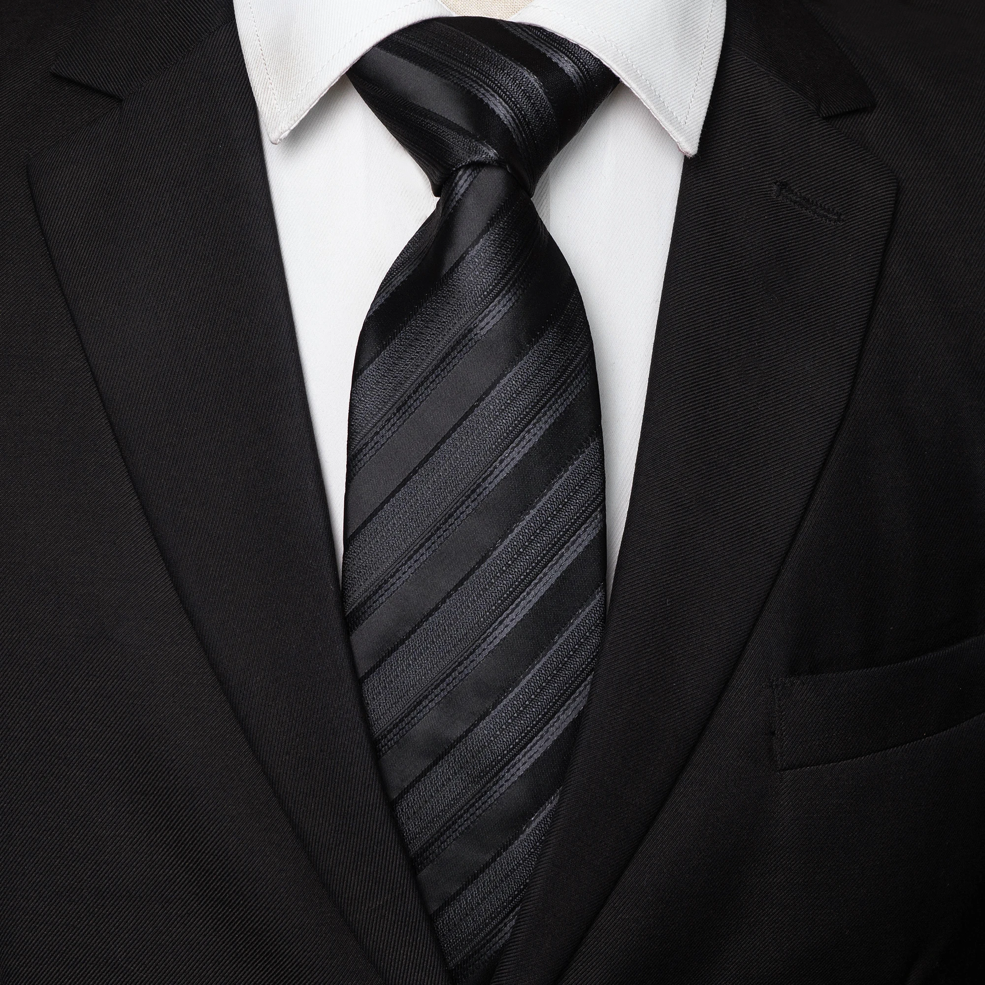 Lila-silberne gestreifte Seidenkrawatten für Herren, Hochzeitsaccessoires, 8 cm breite Jacquard-gewebte Krawatte für Herren, modisch, für Geschäftsveranstaltungen, Partys und Events – Detail 12