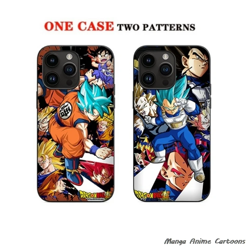 3D Grating Dragon Ball Phone Case for iPhone 11 12 13 14 15 16 17 Pro Max Plus Mini Air XR Goku Vegeta Saiyan blue Back Cover view 5
