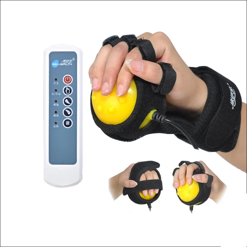 3 Modes Hot Compress Hand Vibrating Massage Ball Hands Inability Disease Fix Tape Heating Massager finger training device