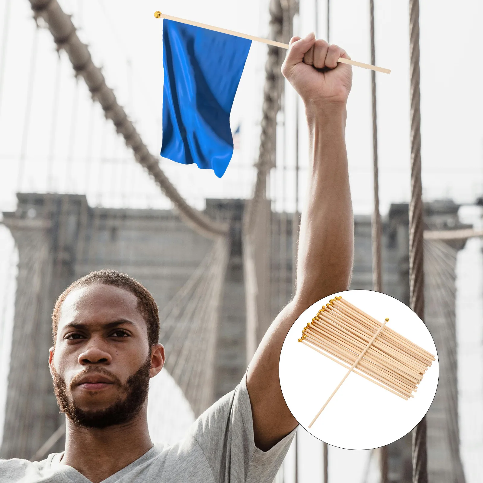 50Pcs Handheld Wooden Flag Poles Mini Small Waving Flag Sticks for Table Decorations Party Supplies Home Decor