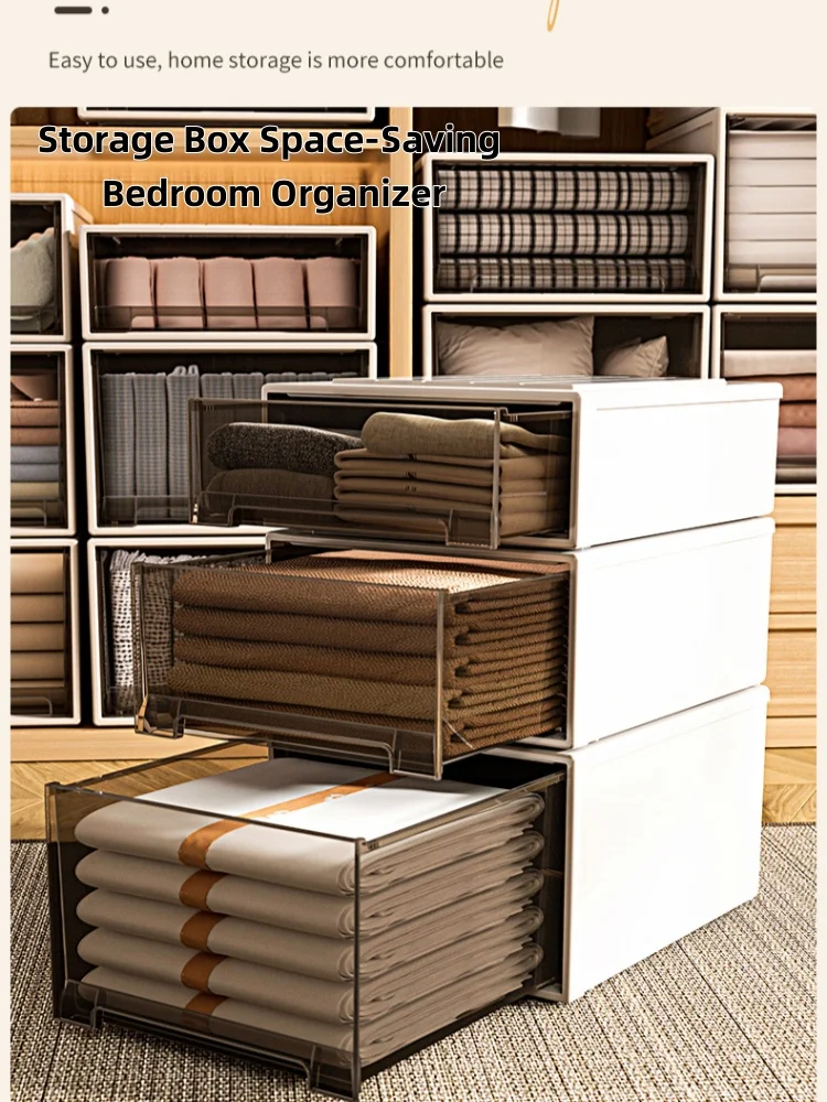 

Storage Box Space-Saving Bedroom Organizer Boxes Brown Drawer Storage Cabinet Clothes Toys Shoes Socks Quilt Sorting Storage Box
