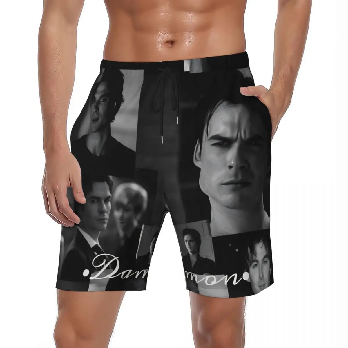 

Swimsuits The Vampire Diaries Damon Salvatore TV Series Board Shorts Summer Beach Shorts Men's Surfing Quick Dry Swim Trunks