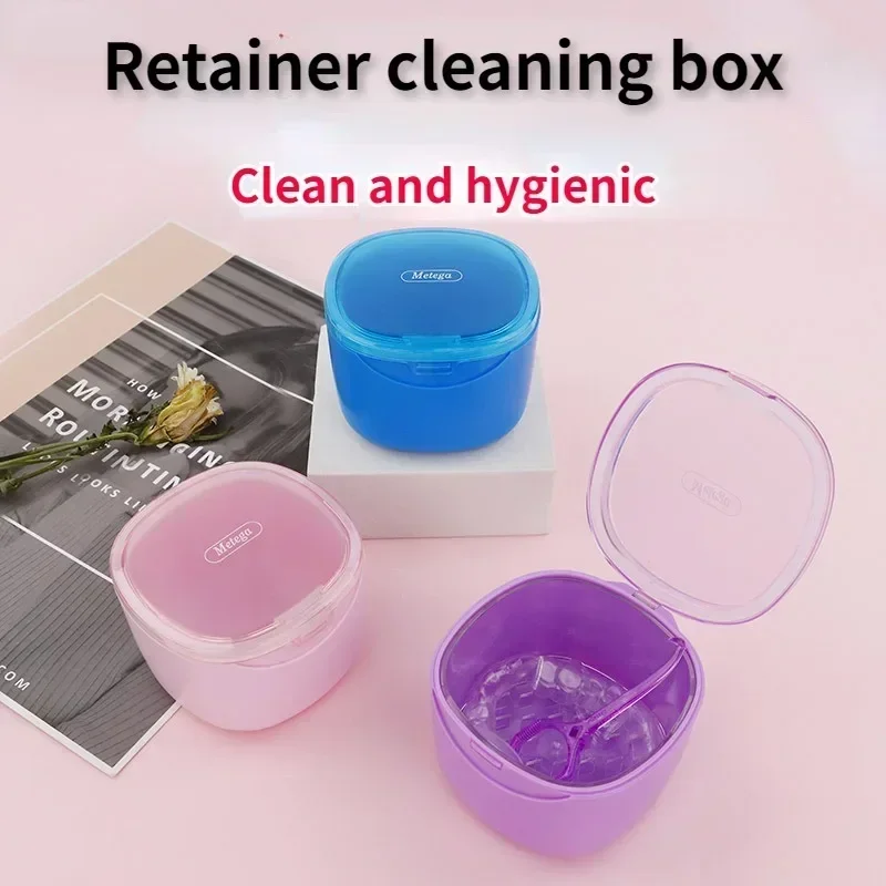 

Denture Bath Box Cleaning Teeth Case Retainer Orthodontic Storage Boxs Soaking Invisible False Teeth Nursing Dental Hygiene Care