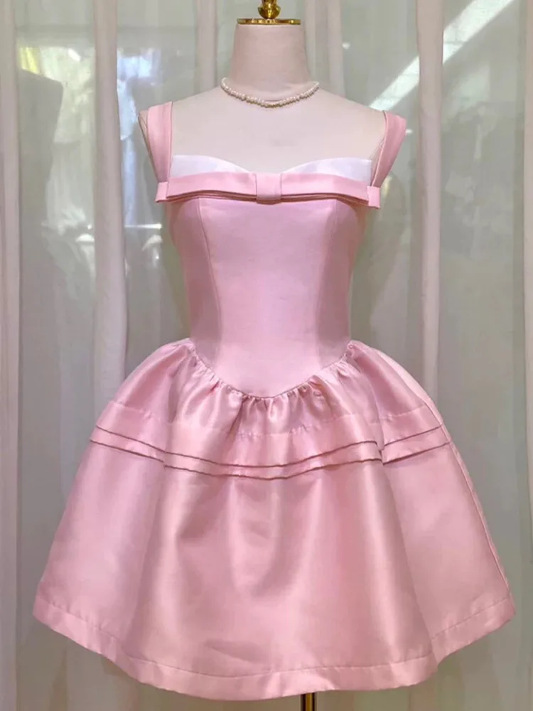 Dfdg feminino 2025 primavera verão tule vestido de baile elegante arco cintura vestido de festa à noite mangas bufantes vestido de casamento em camadas