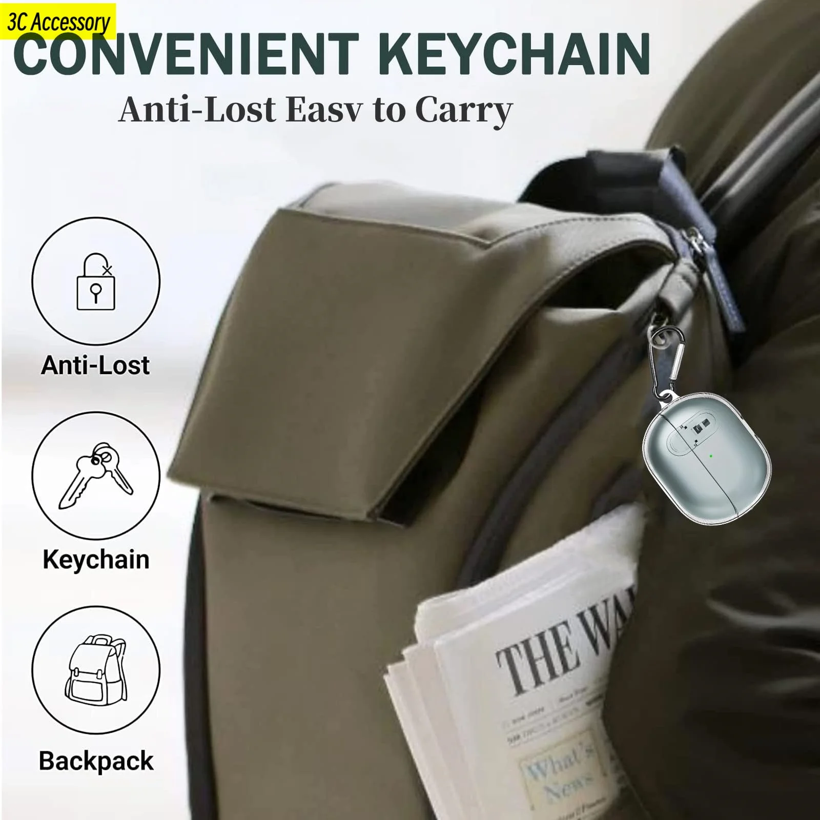 安全ロックケース Huawei 社 Freebuds プロ 4 (2024) 透明イヤホンケース Huawei 社 Freebuds プロ 4 プロ 3 ケースカバー用フック付き