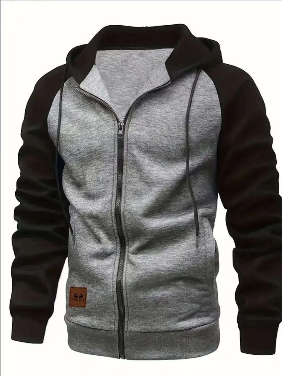 

Men's High-End Polyester Fiber Zip-Up Hoodie Thick Long-Sleeved Multi-Color Hood for Sport And Casual Autumn Winter Wear