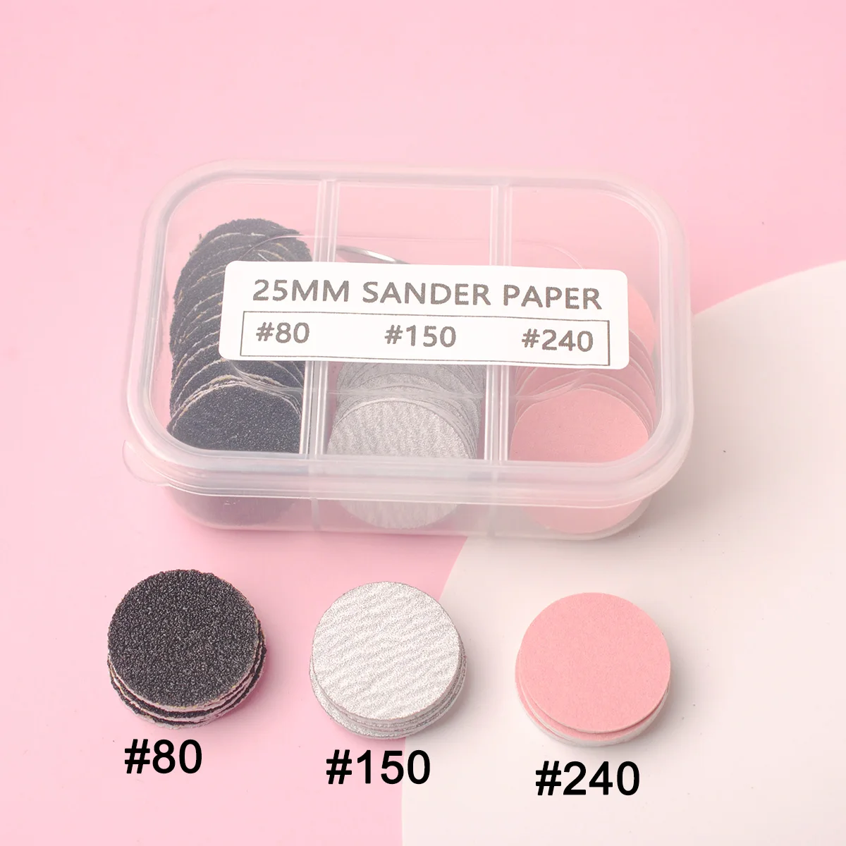 60pcs Replaceable Sanding Paper With Metal Disk,25mm Pink Pedicure Nail Bit Sandpaper Foot Care Tool Accessories