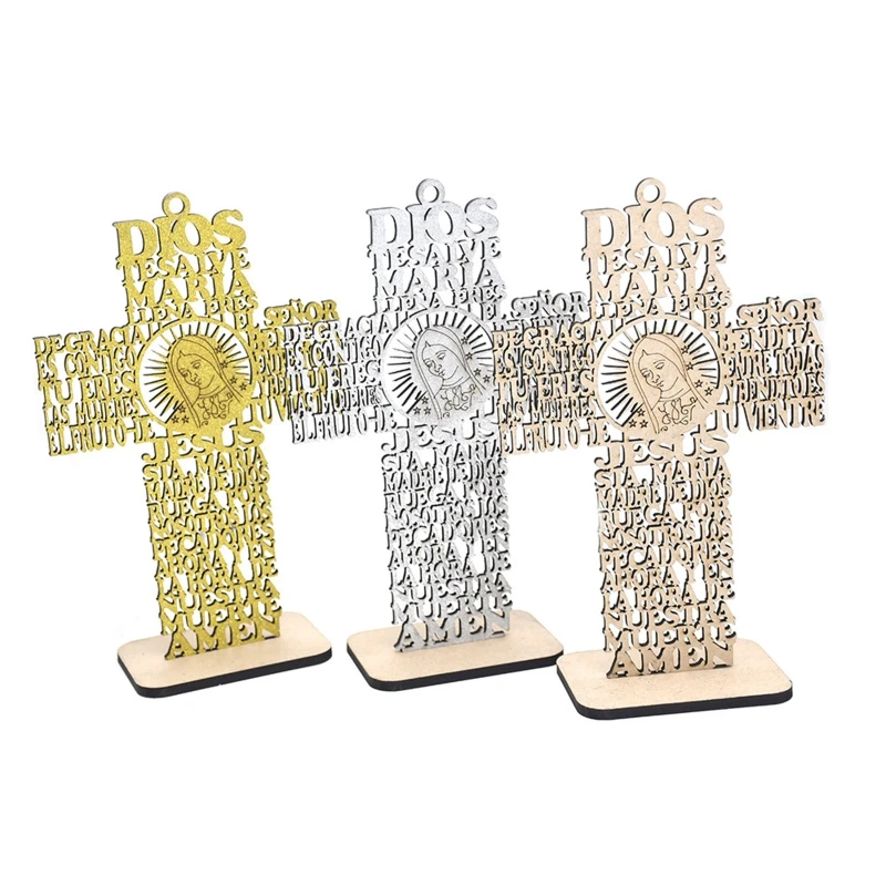 Holz Stehend Kreuz Decor Altar Kreuz mit Stand Doppel-Seitige Tabelle Kreuz Geschenk