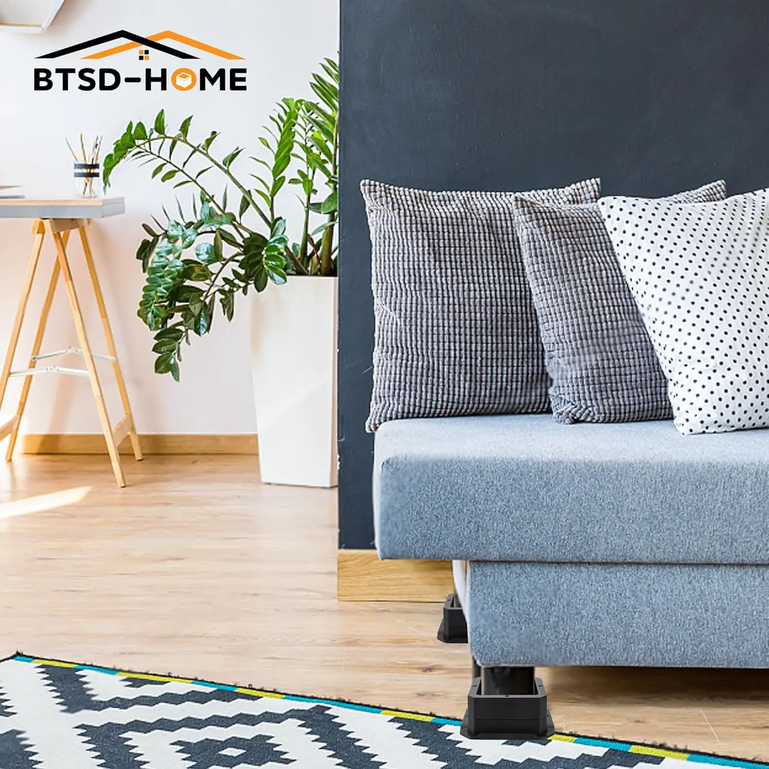 Bed Risers 1 inch Heavy Duty Furniture Risers for Sofa Table and Chair Black 4 Pack