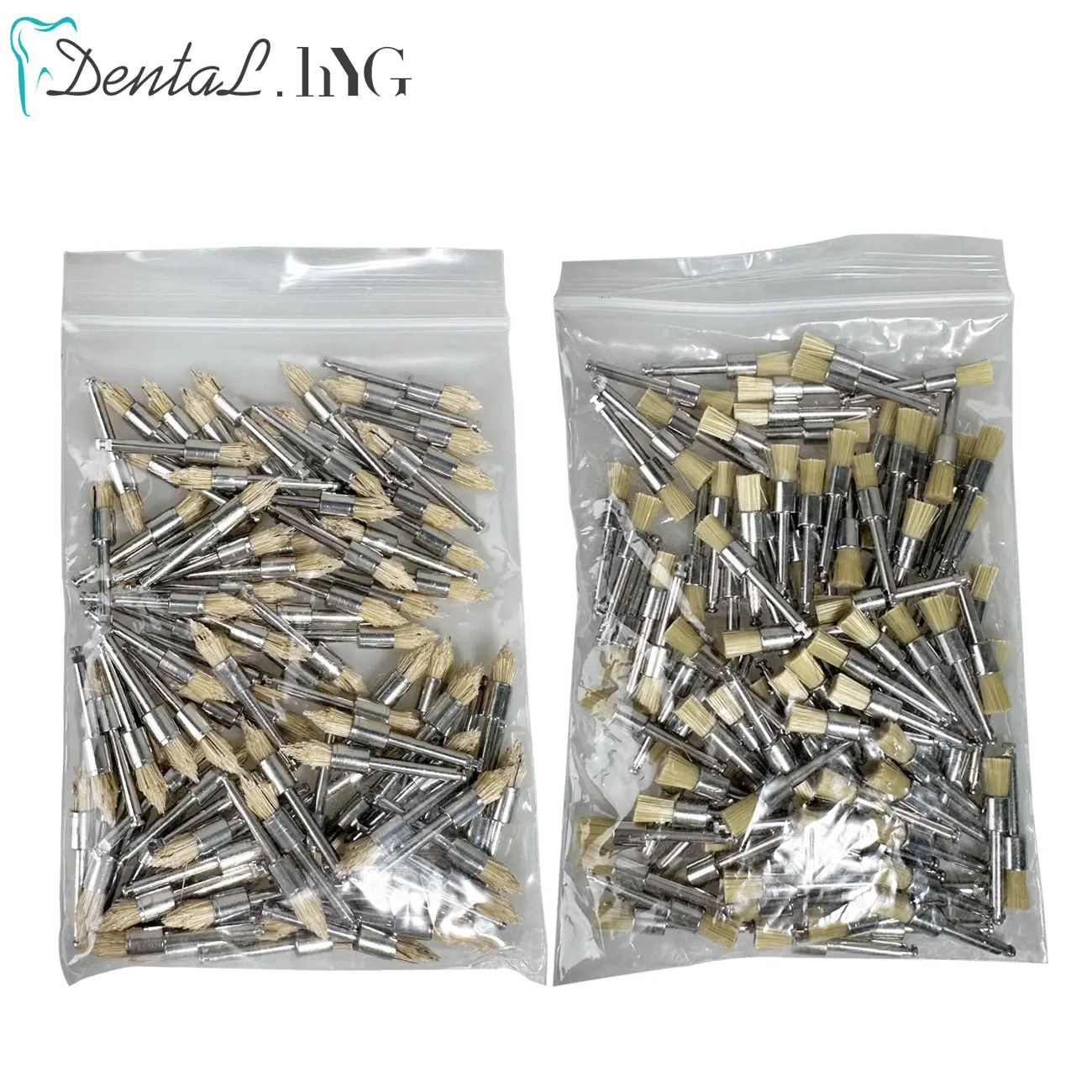 100pcs Dental Prophy Brushes Polishing Polisher Disposable Latch type Brown Color Sharp Flat Used for Stain Removal and Polish